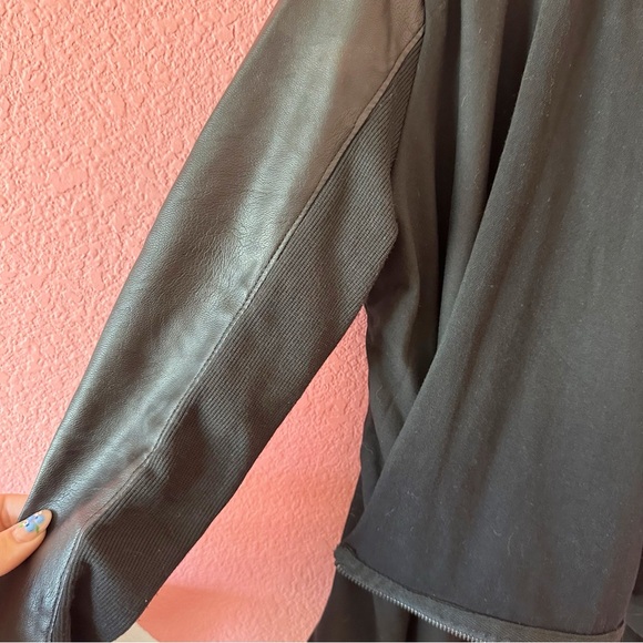 Blank NYC Drape Front Jacket Open Waterfall Faux Leather Knit Moto S - Picture 8 of 10